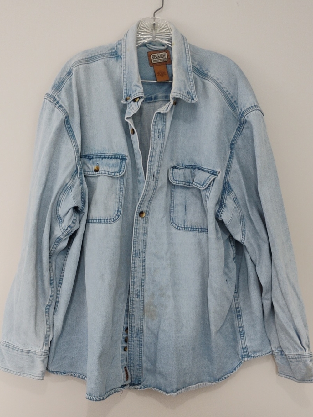 Schmidt Heavy Denim Shirt Button Down Thrashed Gorpcore Size XXXL